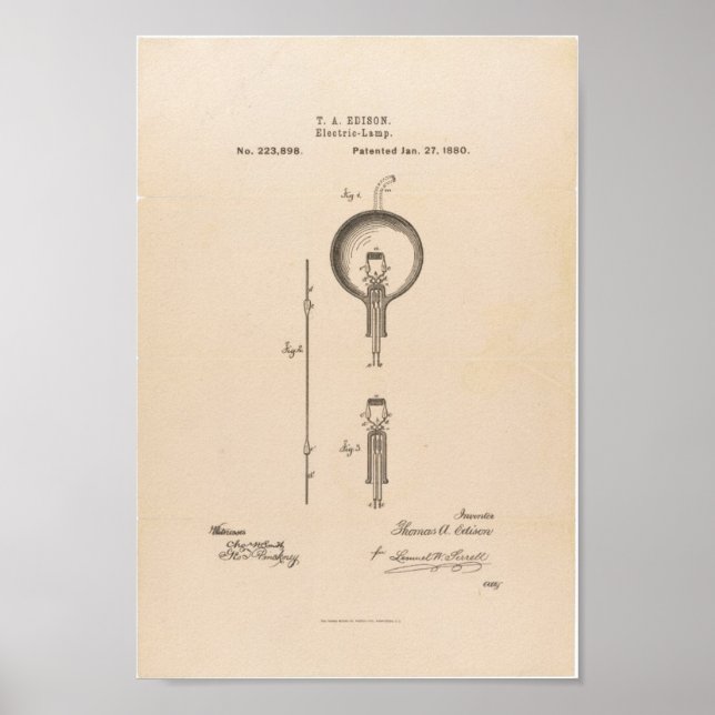 Poster / Edison Light Bulb Patent (Vorne)