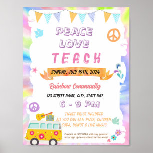 Poster Editable Peace Love Teach flyer