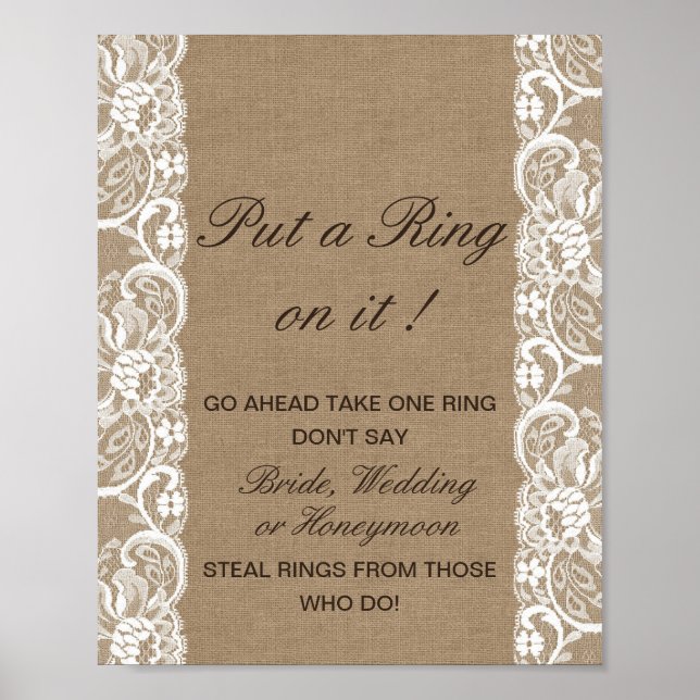 Poster Editable Put a Ring on it Bridal Shower Game Poste (Devant)