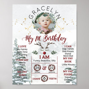 Poster Edition hiver de premier anniversaire personnalisé
