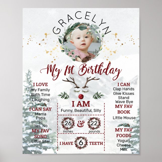 Poster Edition hiver de premier anniversaire personnalisé (Devant)