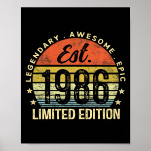 Poster Édition limitée 40e anniversaire de 1986 Vintage 4