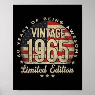 Poster Édition limitée vintage 1965 Cadeaux Usa 60 ans