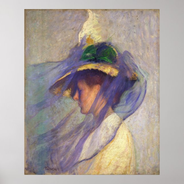 Poster Edmund Tarbell - Le Voile Bleu (Devant)