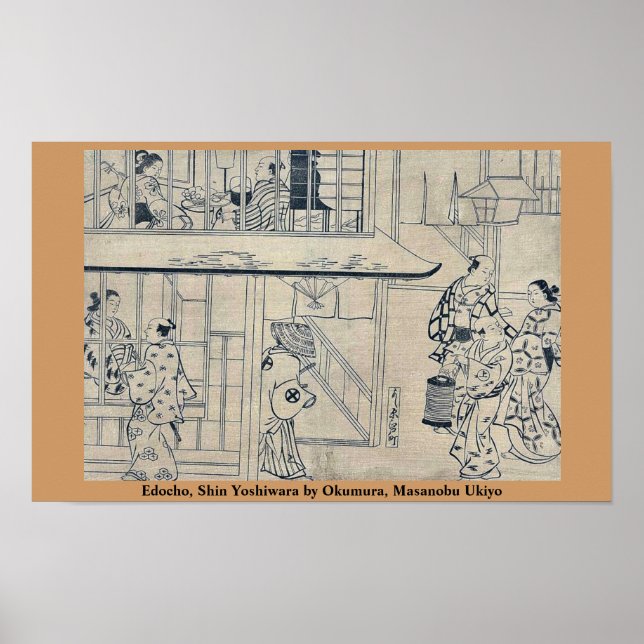 Poster Edocho, Shin Yoshiwara par Okumura, Masanobu Ukiyo (Devant)