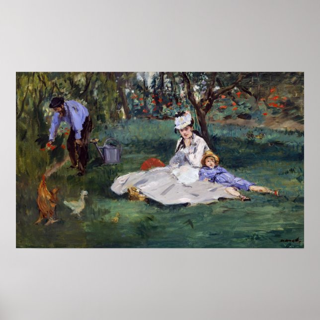 Poster Edouard Manet - La famille Monet dans son jardin (Devant)