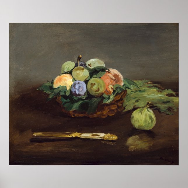 Poster Edouard Manet - Panier de fruits (Devant)