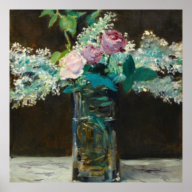 Poster Edouard Manet Vase de Lilacs blancs et Rose (Devant)