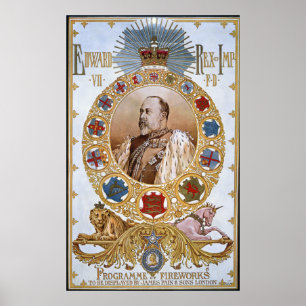 Poster Edouard VII, programme des feux d'artifice