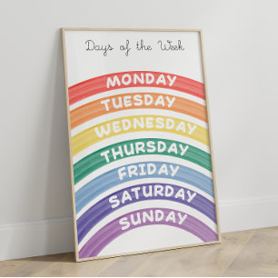 Poster éducatif Rainbow Weekdays