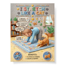 Éducation en argile 3D Enfant et chat s'étirent