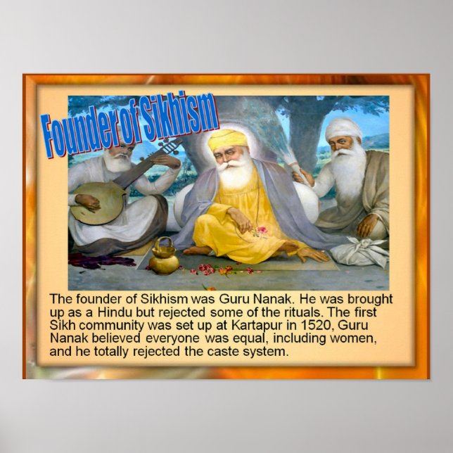 Poster Éducation, Religion, Fondateur du Sikhisme, Guru N (Devant)