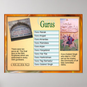 Poster Éducation, Religion, Sikhisme "Dix gourous"