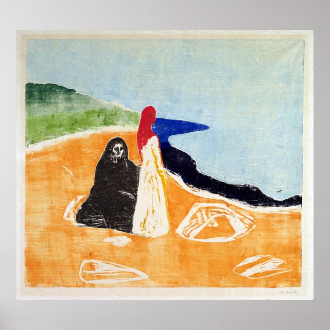 Poster Edvard Munch deux femmes sur le rivage (Devant)