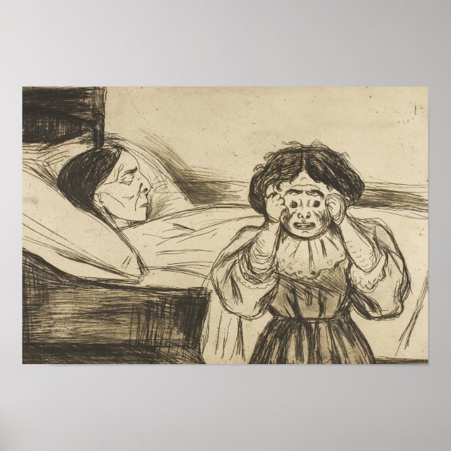 Poster Edvard Munch - La mère morte et son enfant (Devant)