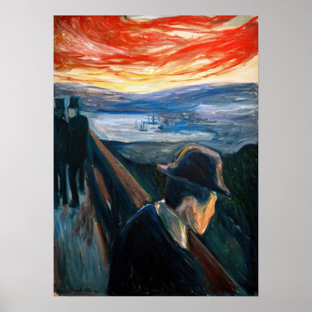 Poster Edvard Munch - Maladie d'humeur au coucher du sole (Devant)