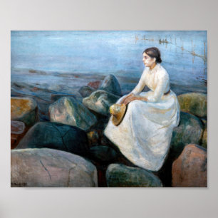 Poster Edvard Munch - Nuit d'été, Inger sur la plage