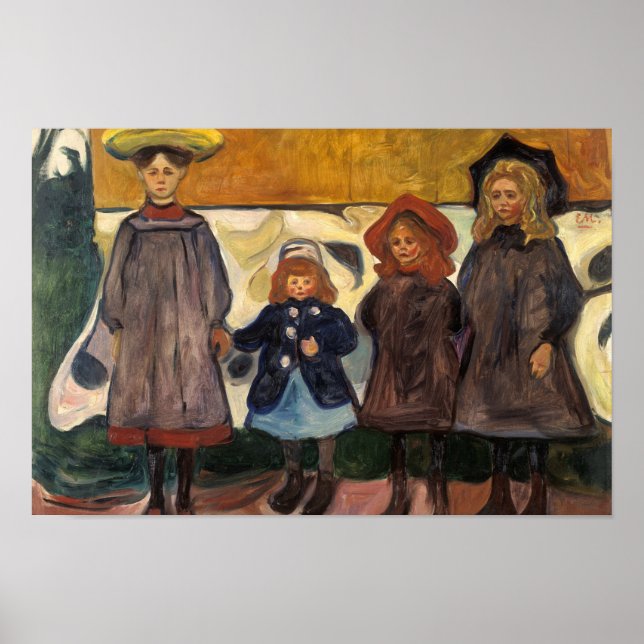 Poster Edvard Munch - Quatre filles à Asgardstrand (Devant)