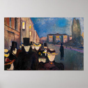 Poster Edvard Munch - Soirée dans la rue Karl Johan