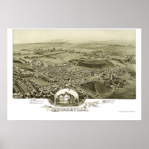 Poster Edwardsville, carte panoramique de PA - 1892