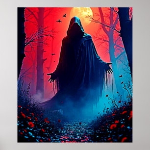 Poster Eerie Shadow in Crimson Woods Design
