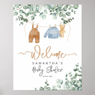 Poster Eeucalyptus vert Baby shower d'attente précoce Wel