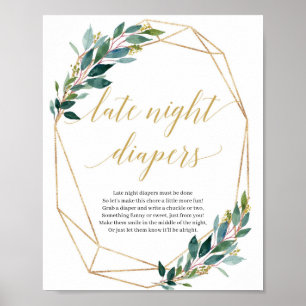 Poster Eeucalyptus vert couche tard la nuit signe de jeu 