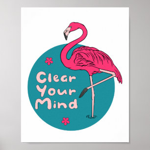 Poster Effacez votre esprit Kawaii beau Flamant rose rose