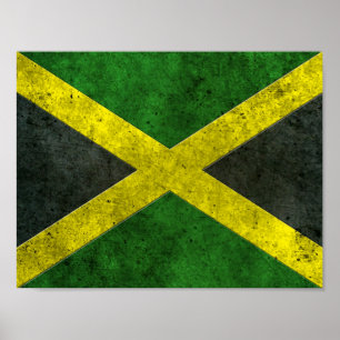 Poster Effet acier vieilli du drapeau jamaïcain