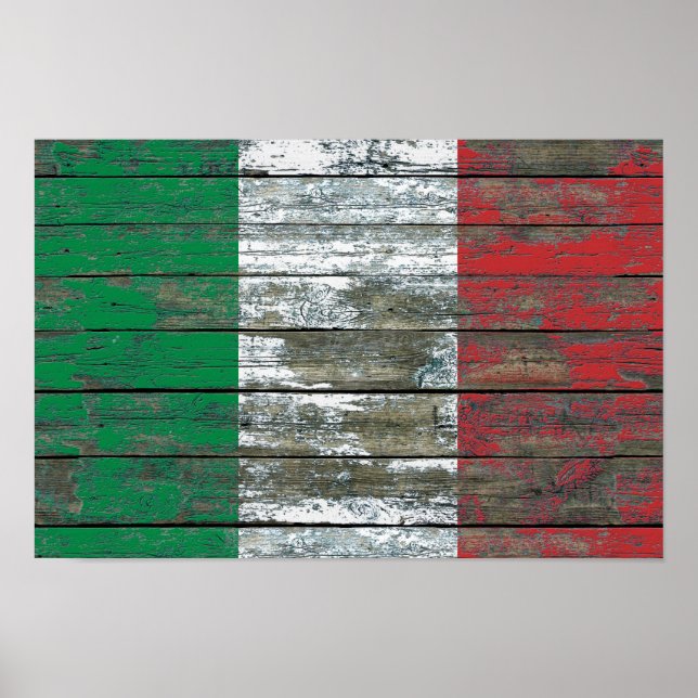 Poster Effet Drapeau italien sur les panneaux de bois bru (Devant)