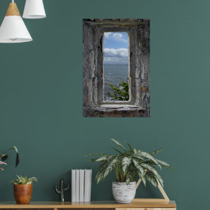 Poster Effet Vue sur la mer à partir d'une fausse fenêtre