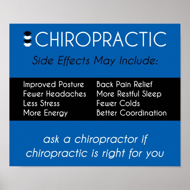 Poster Effets secondaires de la chiropratique [bleu] Post (Devant)