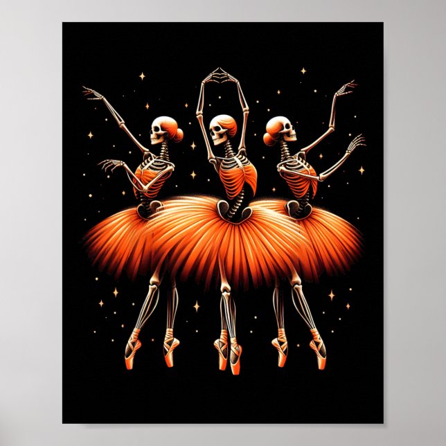 Poster Éffrayant Byllerina Skeleton Danser Drôle Hallowee (Devant)