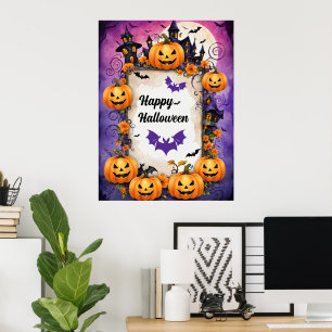 Poster Éffrayant cadre Citrouille Halloween