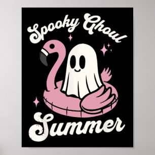 Poster Éffrayant Ghoul été mignon Fantôme Flamant rose ét