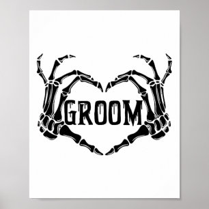 Poster Éffrayant Groom Skeleton mains Fiançailles Mariage