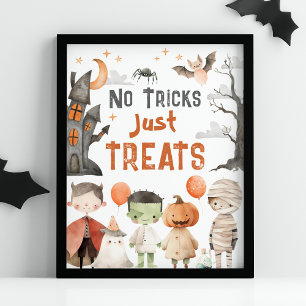 Poster Éffrayant Halloween Party No Tricks Just Traite Si