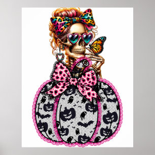 Poster Éffrayant Lace Halloween Citrouille Coquette