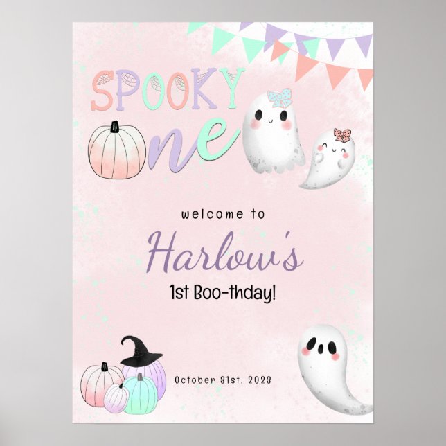 Poster Éffrayant One Pastel Halloween Bienvenue (Devant)