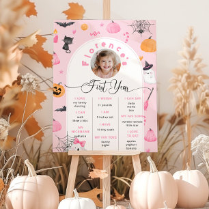 Poster Éffrayant Un anniversaire d'Halloween rose photo M