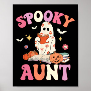 Poster Éffrayante Tante Retro Super Floral Ghost Hallowee