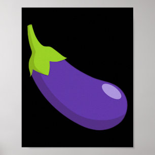 Poster Eggplant Et Pêche Correspondant Couple Icône Émoti