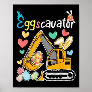 Poster Eggscavator Chasse aux Oeufs de Pâques Chasse à la