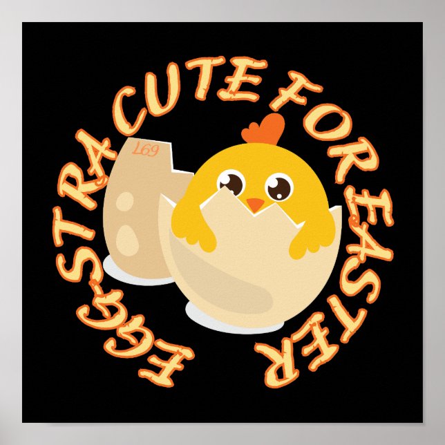 Poster EGGSTRA CUTE POUR PÂQUES drôle petit cadeau pâques (Devant)