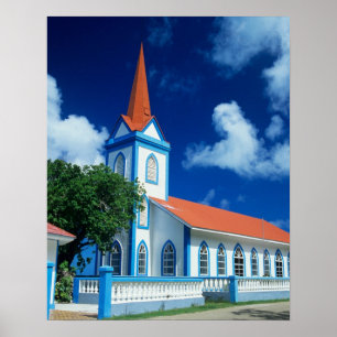 Poster Eglise colorée sur l'île de Tahaa dans