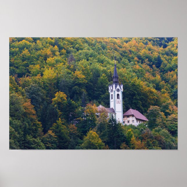 Poster Eglise dans une forêt tropicale en Slovénie (Devant)