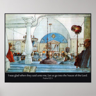 Poster Église de Carl Larsson avec le psaume 122 j'étais
