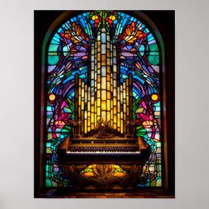 Poster Église de fantasy gothique orgue à tuyaux art de v