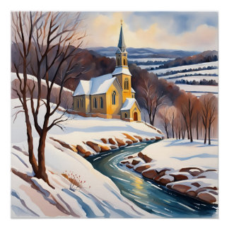 Poster Église d'hiver