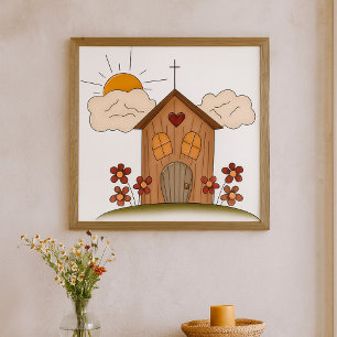 Poster Église en bois